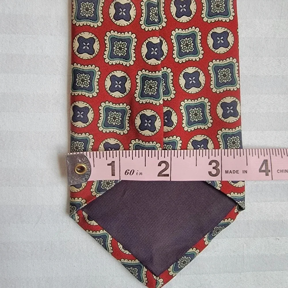 Pair Of Mens 100% Silk Ties. Red Blue Gold. Lord And Taylor. Italian Silk